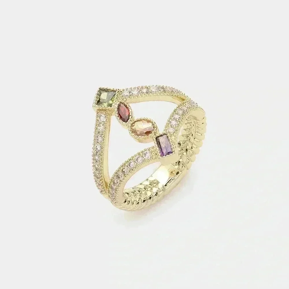 Gold Plated Multi CZ Stone Ring